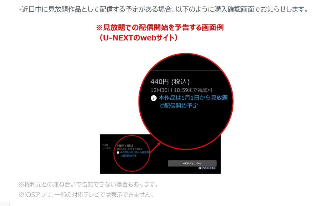 U-NEXT 見放題告知